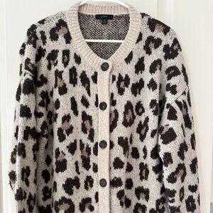 J. Crew. Oversized cardigan sweater in leopard print. Size M. Like New.